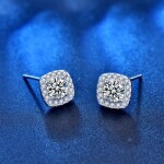 Royal Fashion stříbrné náušnice HA-XEZ003-SILVER-MOISSANITE-ZIRCON