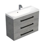 Koupelnová skříňka s černou úchytkou a umyvadlem SAT Cube Way 100x76,5x40 cm beton mat CUBE2C1003BE CUBE2C1003BE