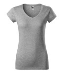 Fit V-neck tričko dámské tmavě šedý melír 2XL