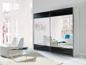 FRONTI Šatní skříň LUX černé pruhy / zrcadla 6848