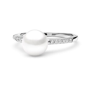 Stříbrný prsten bílou perlou stříbro 925/1000, Stříbrná mm)