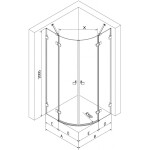MEXEN/S - Lunar sprchový kout čtvrtkruh křídlový 80 x 80, transparent, růžové zlato 833-080L-080P-60-00