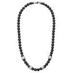 Pánský korálkový náhrdelník mm lávový kámen, Černá 55 cm