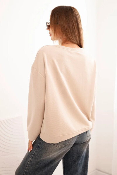 Dámská bavlněná mikina s potiskem kočky a nápisem béžová UNI