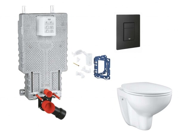 GROHE - Uniset Set předstěnové instalace, klozetu, sedátka SoftClose, tlačítka Even a sady pro vhazování tablet, phantom black SANI15BB5113