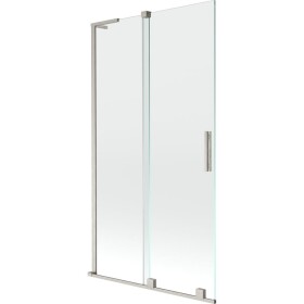 MEXEN/S - Velar L dvoukřídlá posuvná vanová zástěna 100 x 150, transparent, nikl kartáčovaný 896-100-003-01-97