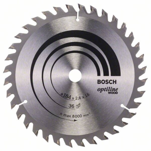 Bosch Accessories Optiline Wood 2608640818 tvrdokovový pilový kotouč 184 x 16 x 2.6 mm Počet zubů (na palec): 36 1 ks