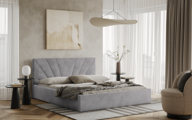 FRONTI Postel LATINA 140x200 světlešedá s úložným prostorem