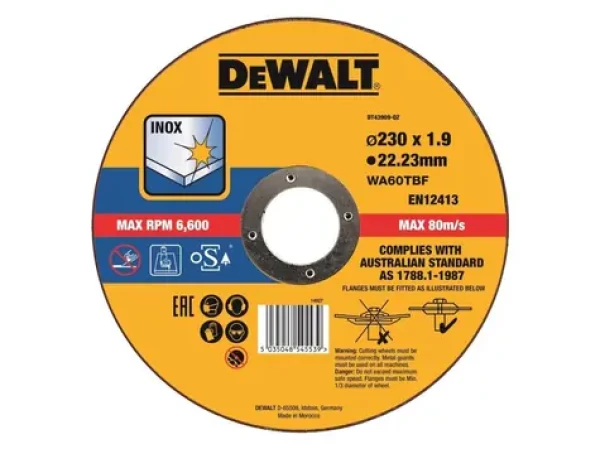 DeWalt DT43909-QZ / Řezný kotouč na nerezovou ocel / Průměr 230 x 22.23 mm / Šířka řezu 1.9 mm (DT43909-QZ)