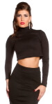 Sexy KouCla dlouhý rukáv crop top břicho zdarma black