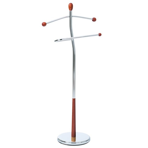 Němý sluha, výška 120 cm, masiv kaučukovník, hnědé moření, kov chrom, nos. 5 kg