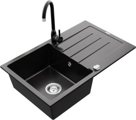 MEXEN - Bruno granitový dřez 1 s odkapávačem včetně baterie Telma, černá 6513-77-670200-70