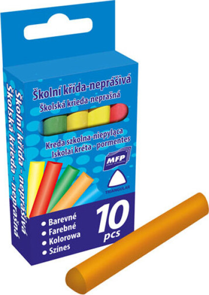 Křídy M barevné trojhranné 10 ks v krabičce neprášivá