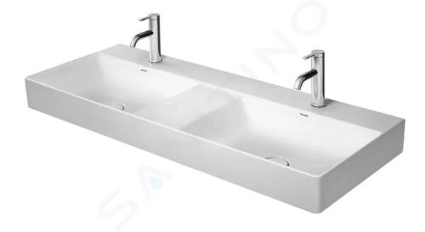 DURAVIT - DuraSquare Dvojumyvadlo 1200x470 mm, bez přepadu, 2 otvory pro baterie, DuraCeram, bílá 2353120041