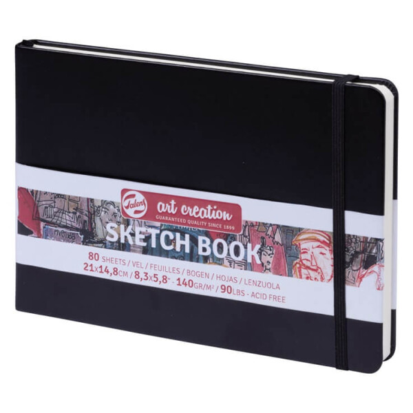 Talens Art Creation Sketch Book - skicák v černé tvrdé vazbě 21x14,8cm 80 listů 140 g