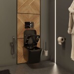 Kielle - Vega WC štětka nástěnná s držákem, matné sklo/matná černá 40518004