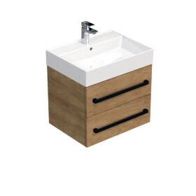 Koupelnová skříňka s černou úchytkou a umyvadlem SAT Cube Way 60x53x46 cm dub Hickory mat CUBE46C602DHSAT CUBE46C602DHSAT