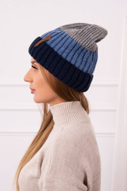 Fleecová čepice Bojana K265 navy+turquoise+dark grey UNI