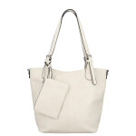 Stylová dámská koženková kabelka na rameno Lucida, krémová