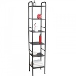 Erga Lexa, koupelnový kovový regál se 6 policemi 28x32,5x166,5 cm, černá matná, ERG-YKA-P.LEXA-BLK