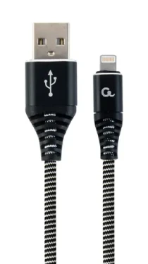 Gembird CC-USB2B-AMLM-2M-BW Lightning, černý, bílý