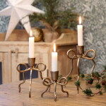 Chic Antique Kovový svícen Bow Antique Brass 10 cm, měděná barva, kov