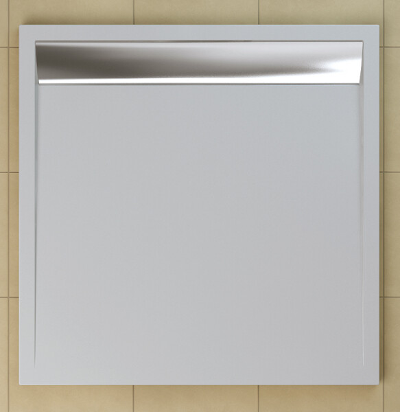 SanSwiss WIQ 100 50 04 Sprchová vanička čtvercová 100×100 cm bílá, kryt aluchromový, skládá se z WIQ 100 04 a BWI 100 50 04