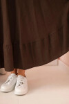 Dámské šaty plus size s krátkým rukávem a volánem z lehké viskózy hnědá UNI