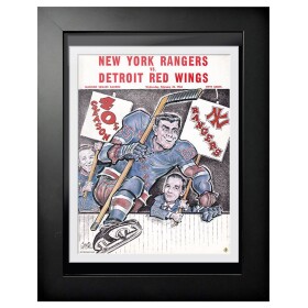 Mustang Obraz v rámu New York Rangers NHL Program Cover vs. Detroit Red Wings Bench Jump