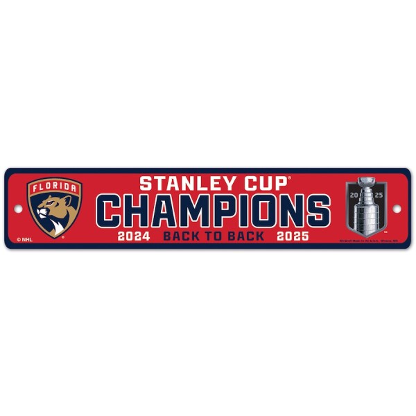 Fanatics Cedule Florida Panthers NHL 2025 Stanley Cup Champions 3.75" x 19" Street Sign