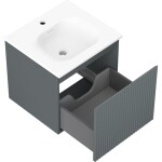 MEXEN/S - Rivel koupelnová skříňka 50 cm s umyvadlem Vela, 1 šuplík, reliéf , grafit mat/bílá mat 91A20-05047-1-BF66-W23M01