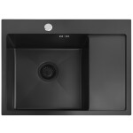 REA - Ocelový dřez Fin Black s kuchyňskou baterií KPL-96014