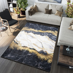 DumDekorace DumDekorace Tmavý moderní koberec protiskluzovou úpravou abstraktním vzorem