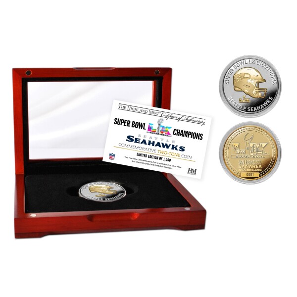 Mince Seattle Seahawks NFL Super Bowl LX Champions Gold & Silver 2-Tone Coin