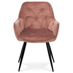 Jídelní židle, potah strorůžová sametová látka, kovová 4nohá podnož, černý lak