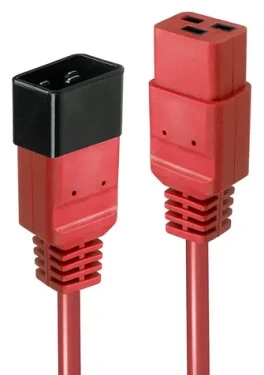 Lindy IEC prodlužovací kabel C19-C20 červená / Napájecí kabel / 3 m / 16 A / 250 V (30125)