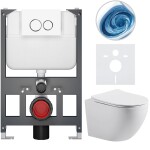 CERANO - Kompletní WC set Basic/Cesso - bílá matná - WC tlačítko Dualo/Bílá - závěsné - nízký modul - předstěnová instalace - 49x36 CER-8050BD86154