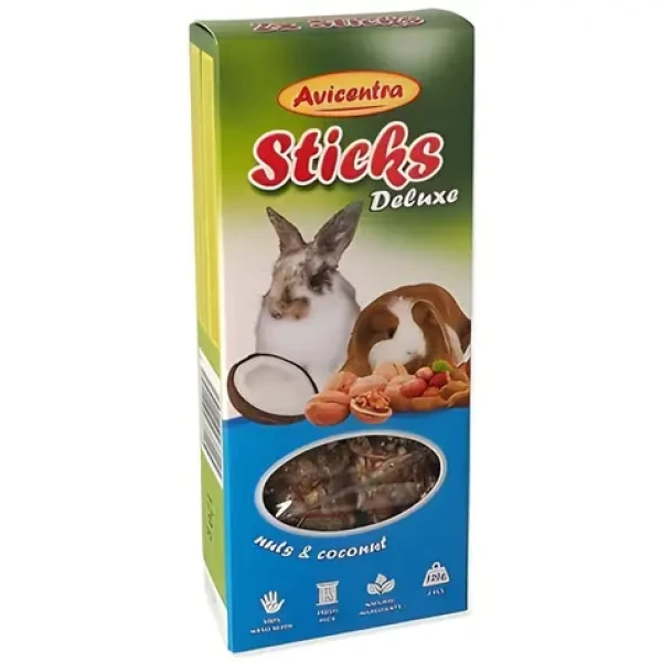 Avicentra Tyčinka Deluxe s ořechy a kokosem 2 ks / Pamlsky pro hlodavce / pro velké hlodavce (725-7125)