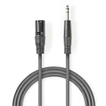 Nedis Vyvážený Audio kabel XLR 3pinový (M) - jack 6.35 mm (M) 5.00 m tmavě šedá (COTH15100GY50)