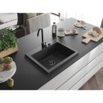 MEXEN/S - Elix granitový dřez 1-miska 600 x 500 mm, černá kropenatá, sifon černá 6525601005-76-B