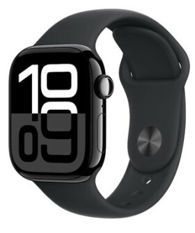 Apple Watch Series 10 GPS 42mm Klavírně černé hliníkové tělo - Černý sportovní řemínek (M/L) / 150–200 mm (MWWF3)