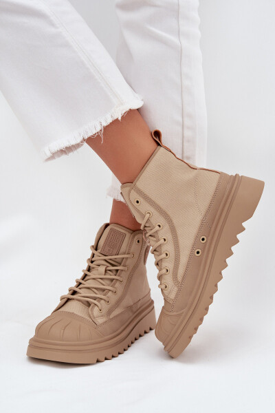 Vysoké Dámské Tenisky Zateplené Big Star OO274A356 Béžové 37