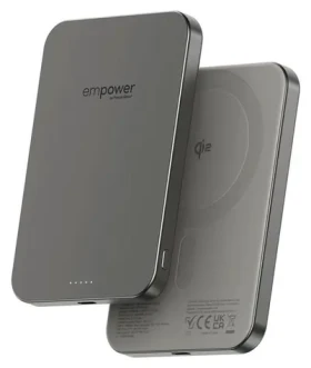 PanzerGlass empower bezdrátová Qi2 powerbanka titanová / Powerbanka / 5000 mAh / Rychlé nabíjení (EM82419)