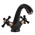 RAV Slezák - MORAVA RETRO - Umyvadlová baterie bez výpusti, Černá matná/Stará mosaz (Bronz), 1/2" MK328.5CMATSM