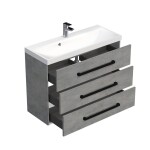 Koupelnová skříňka s černou úchytkou a umyvadlem SAT Cube Way 100x76,5x40 cm beton mat CUBE2C1003BE CUBE2C1003BE