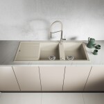 Laveo - Pola - stojánková dřezová baterie U, chrom/ béžová BAP_478D