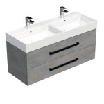 Koupelnová skříňka s černou úchytkou a umyvadlem SAT Cube Way 120x53x46 cm beton mat CUBE46C1202BESAT CUBE46C1202BESAT