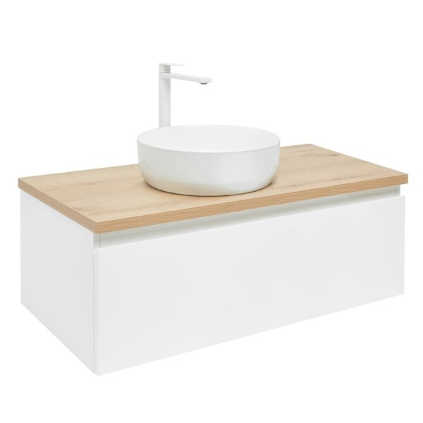 Koupelnová skříňka s krycí deskou SAT B-WAY 99x30x45 cm bílá lesk BWAY100WDOAKU2B BWAY100WDOAKU2B