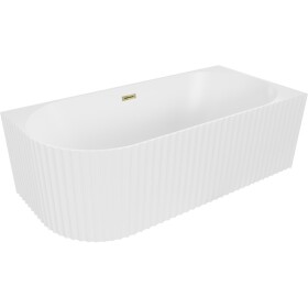MEXEN/S - Gia volně stojící rohová vana reliéf pravá 170 x 80, bílá mat, sifon a přepad zlatá 52701708001P-50