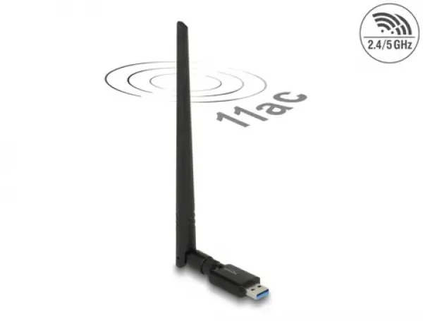 Delock USB Dualband WLAN 867 + 300 Mbps s externí anténou (12535)